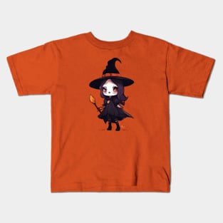 Witchcraft horror anime characters Chibi style +Halloween horror Kids T-Shirt